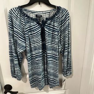 Blue and White Long Sleeve top